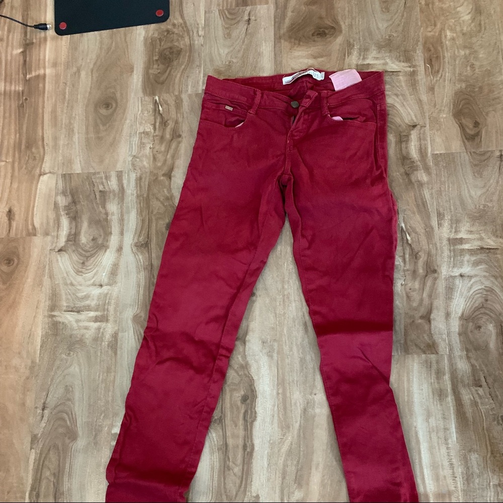 Zara red skinny jeans